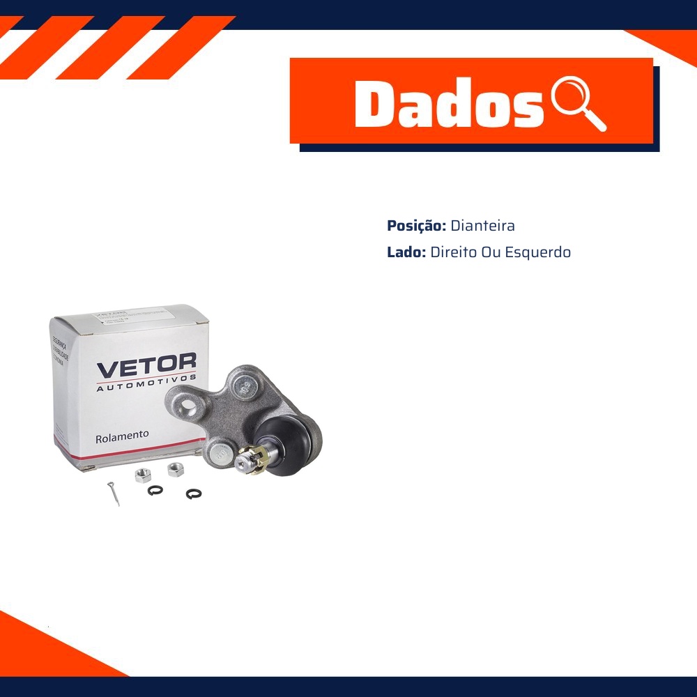 Pivo Dianteiro Inferior Direito ou Esquerdo para Toyota Corolla e Fielder - Vetor - Vtp138