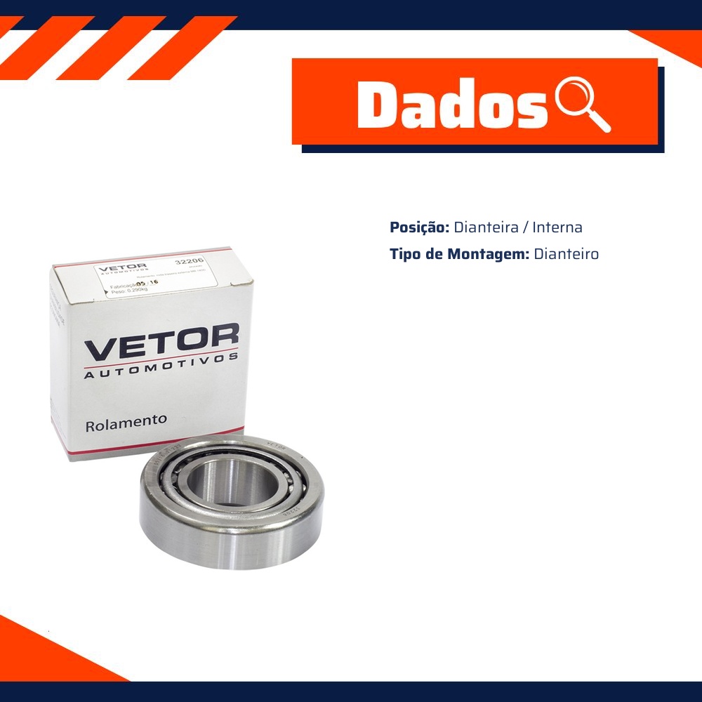 Rolamento da Roda Dianteira Interno para Mercedes-Benz MB 180 - Vetor - 32206