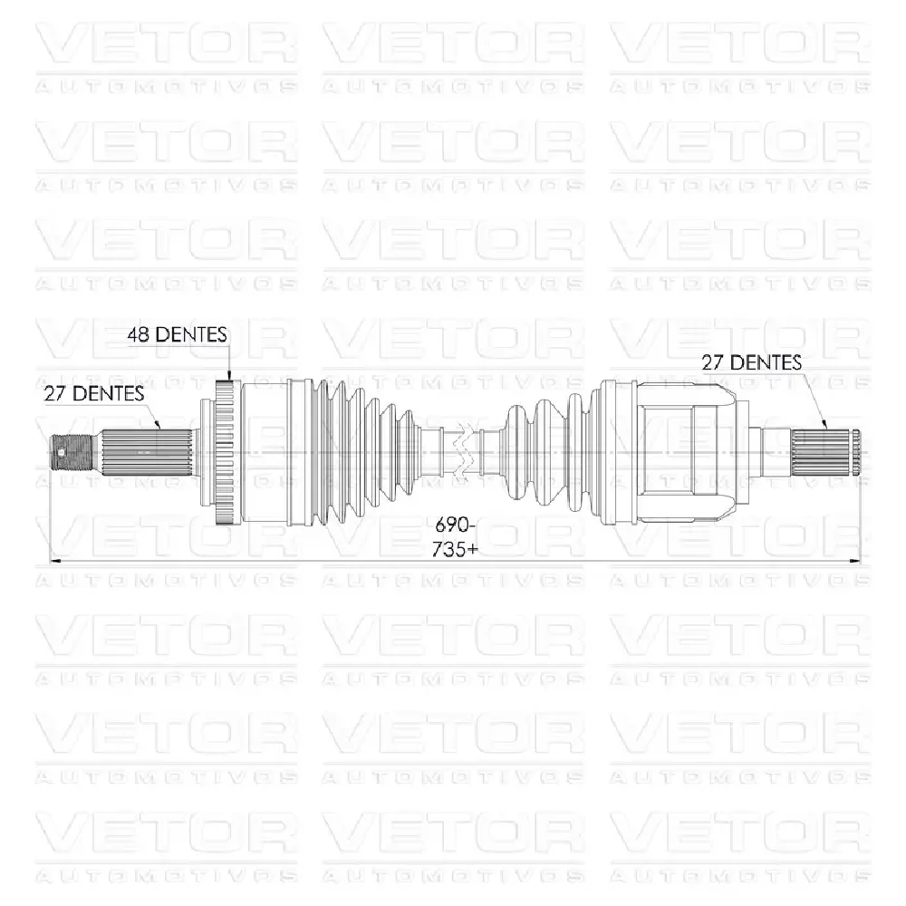 Semieixo Dianteiro Direito - Vetor - Vt9766