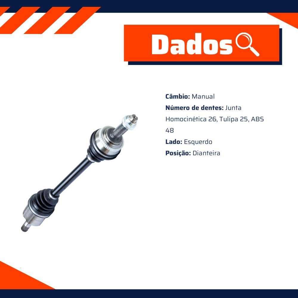 Semieixo Esquerdo Câmbio Manual para Chery Tiggo - Vetor - Vt9877