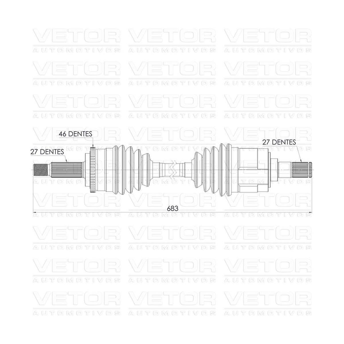 Semieixo Dianteiro Esquerdo - Vetor - Vt9532