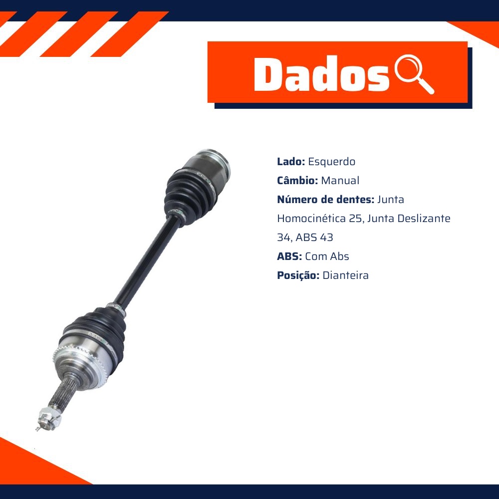 Semieixo Esquerdo Câmbio Manual com ABS para Mitsubishi Pajero TR4 - Vetor - Vt9761