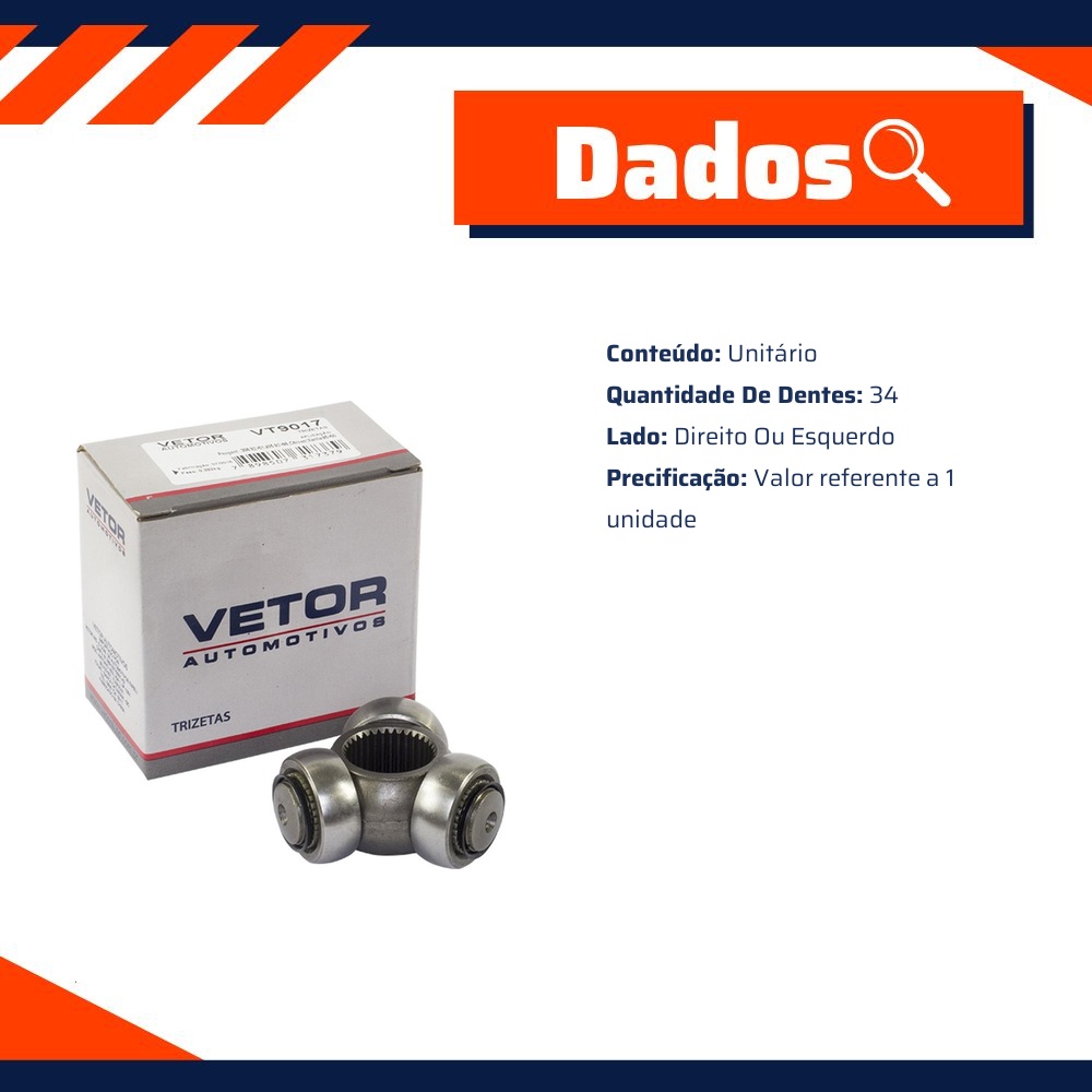 Trizeta Direita ou Esquerda para Citroen Xantia - Vetor - Vt9017