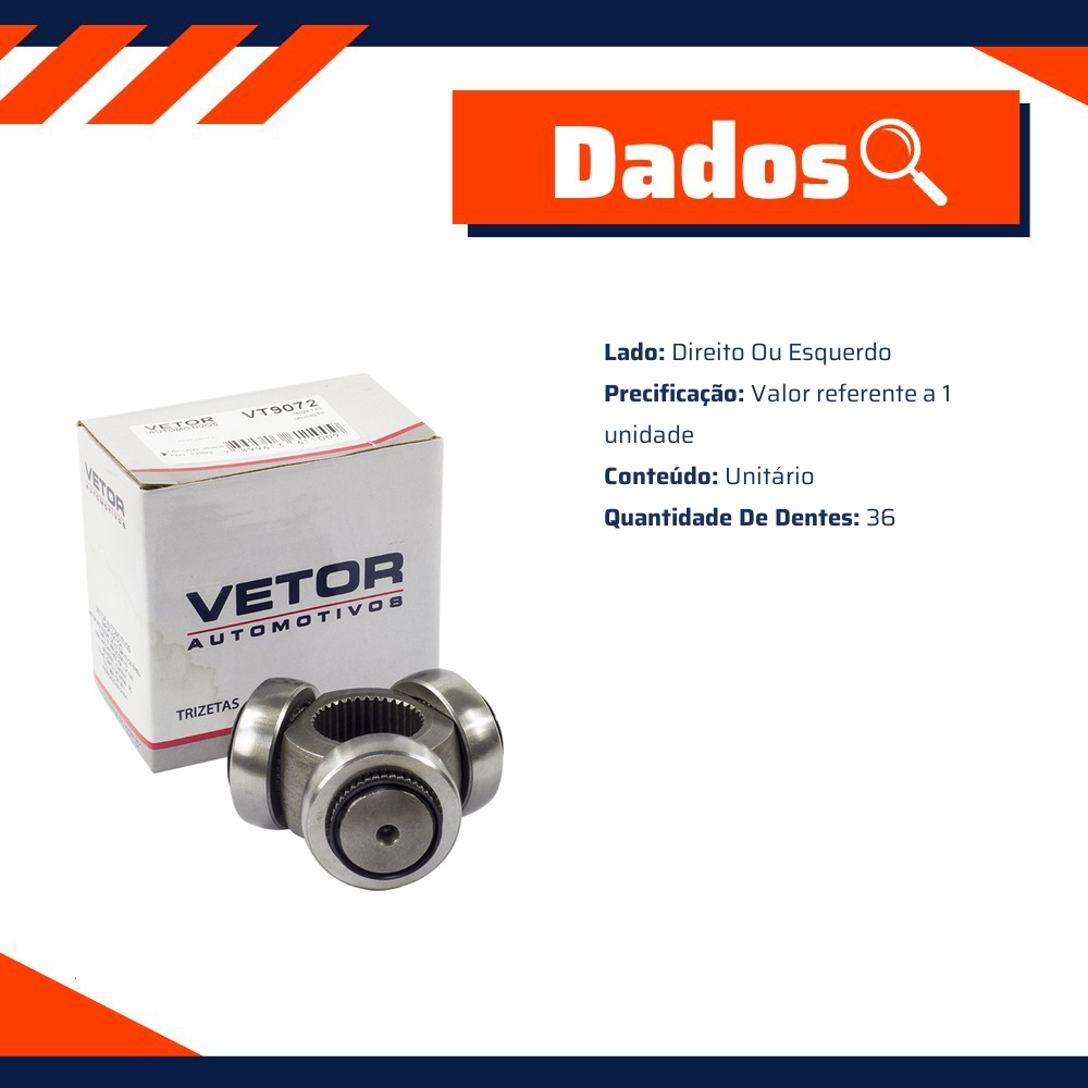 Trizeta Direita ou Esquerda para Chevrolet Captiva - Vetor - Vt9072