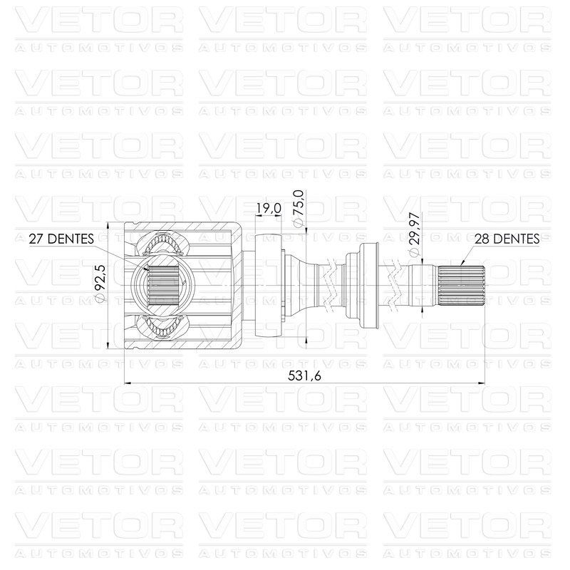 Tulipa Dianteira Direita para Land Rover Range Rover Evoque - Vetor - Vt5354