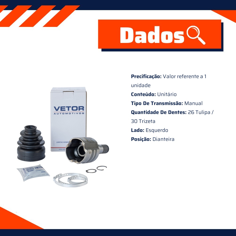 Tulipa Dianteira Esquerda Câmbio Manual para Suzuki SX4 - Vetor - Vt5626