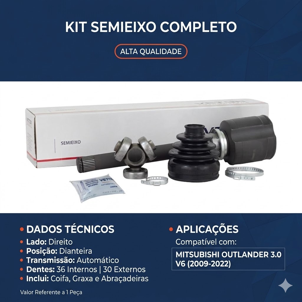 Tulipa Direita Câmbio Automático para Mitsubishi Outlander - Vetor - Vt5807