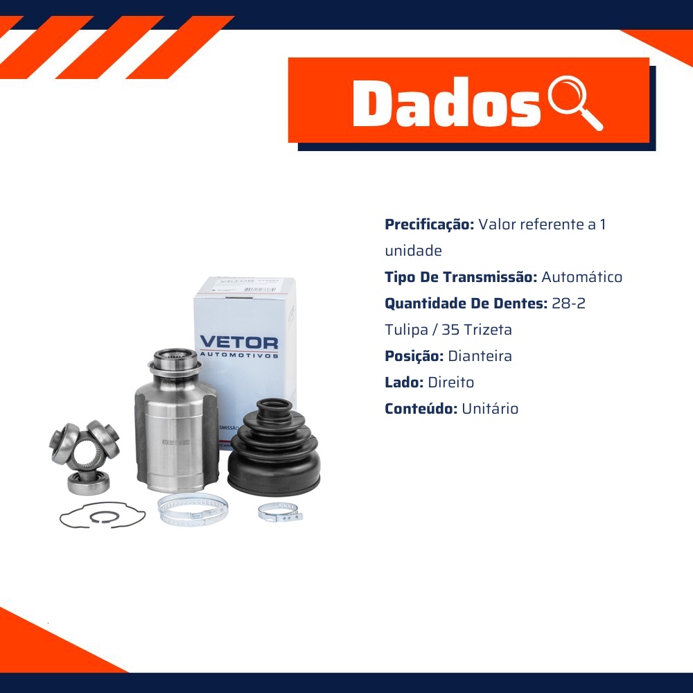 Tulipa Direita Câmbio Automático para Hyundai Santa Fé e KIA Sorento - Vetor - Vt5694