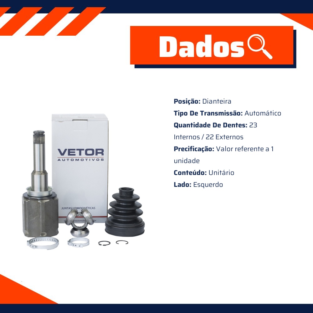 Tulipa Esquerda Câmbio Automático para Chevrolet Cruze - Vetor - Vt5796