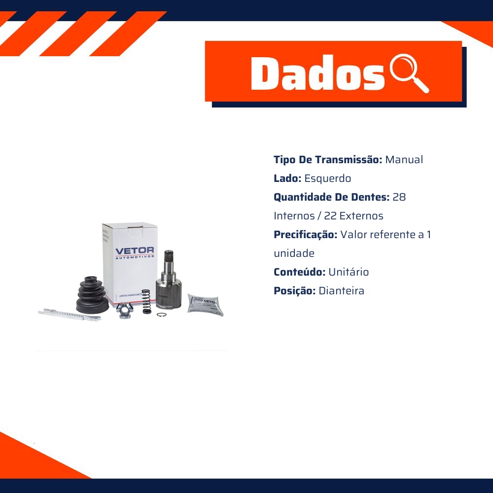 Tulipa Esquerda Câmbio Manual para Citroen C3 - Vetor - Vt5299