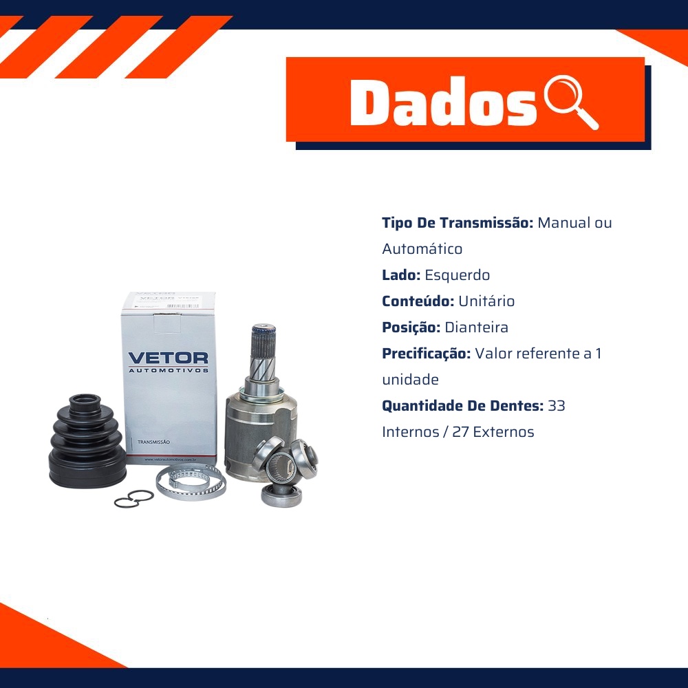Tulipa Esquerda Câmbio Manual ou Automático para JEEP Compass - Vetor - Vt5769