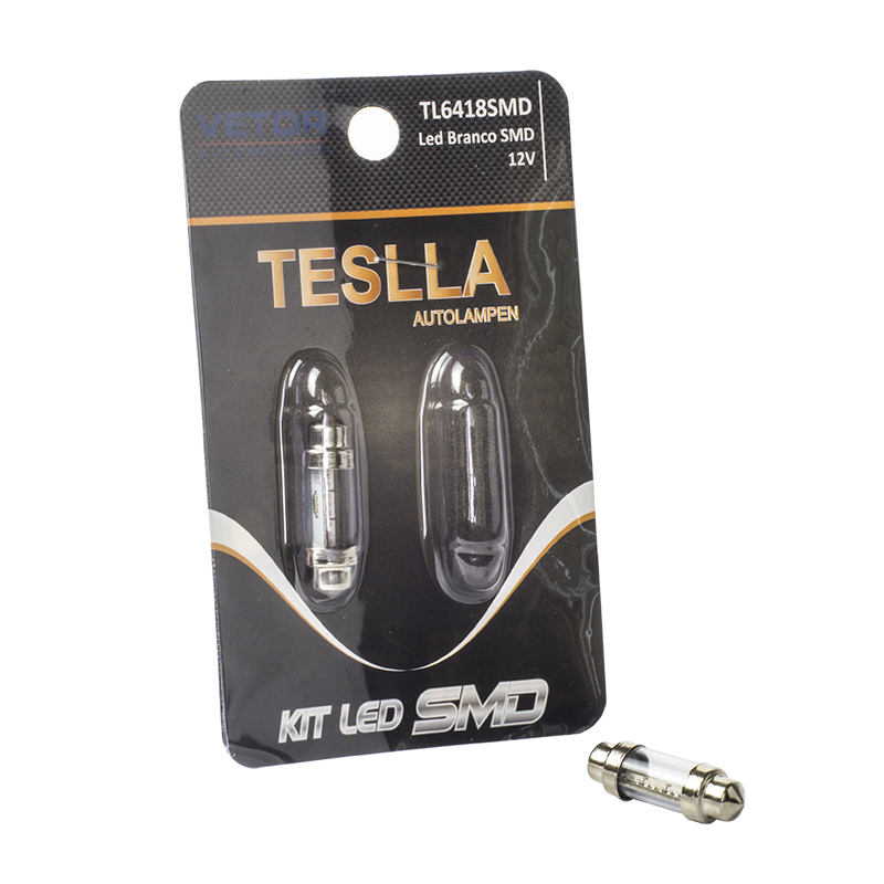 Par Lâmpada Super LED Ultra Branca 12V - Teslla - Tl6418Smd