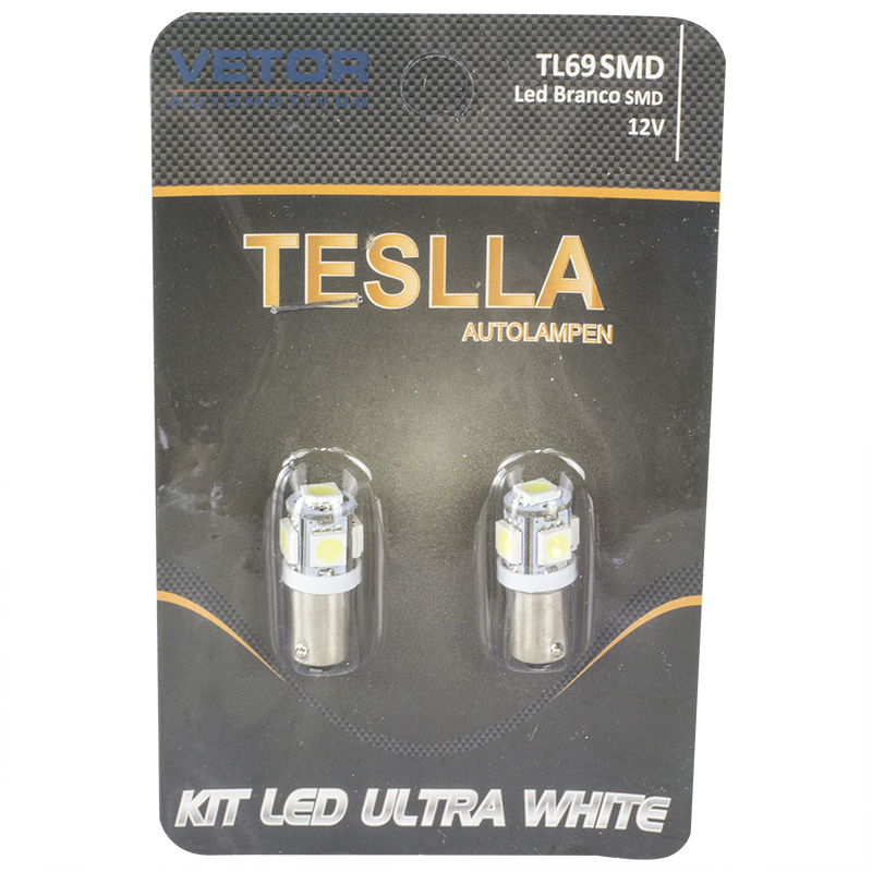 Par Lâmpada Super LED Ultra Branca 12V - Teslla - Tl69Smd