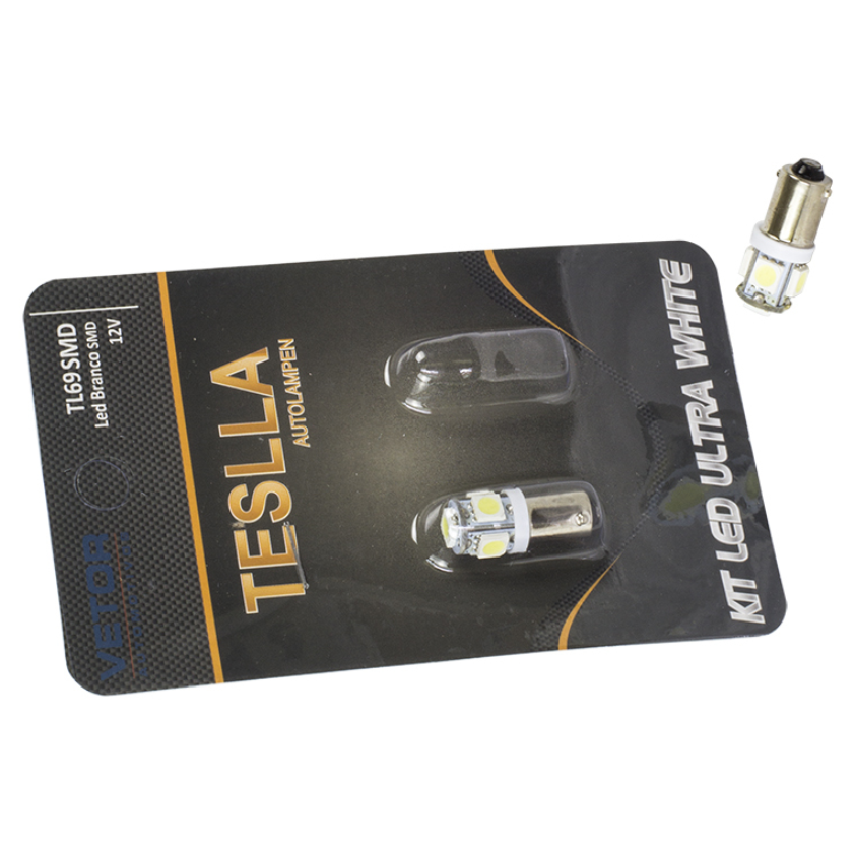 Par Lâmpada Super LED Ultra Branca 12V - Teslla - Tl69Smd