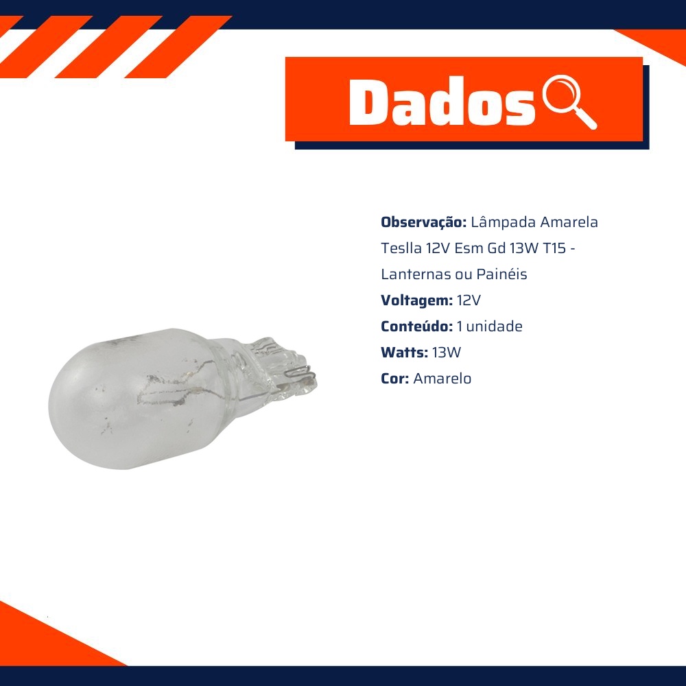 10 Lâmpadas Amarela 12V 13W - Teslla - T922