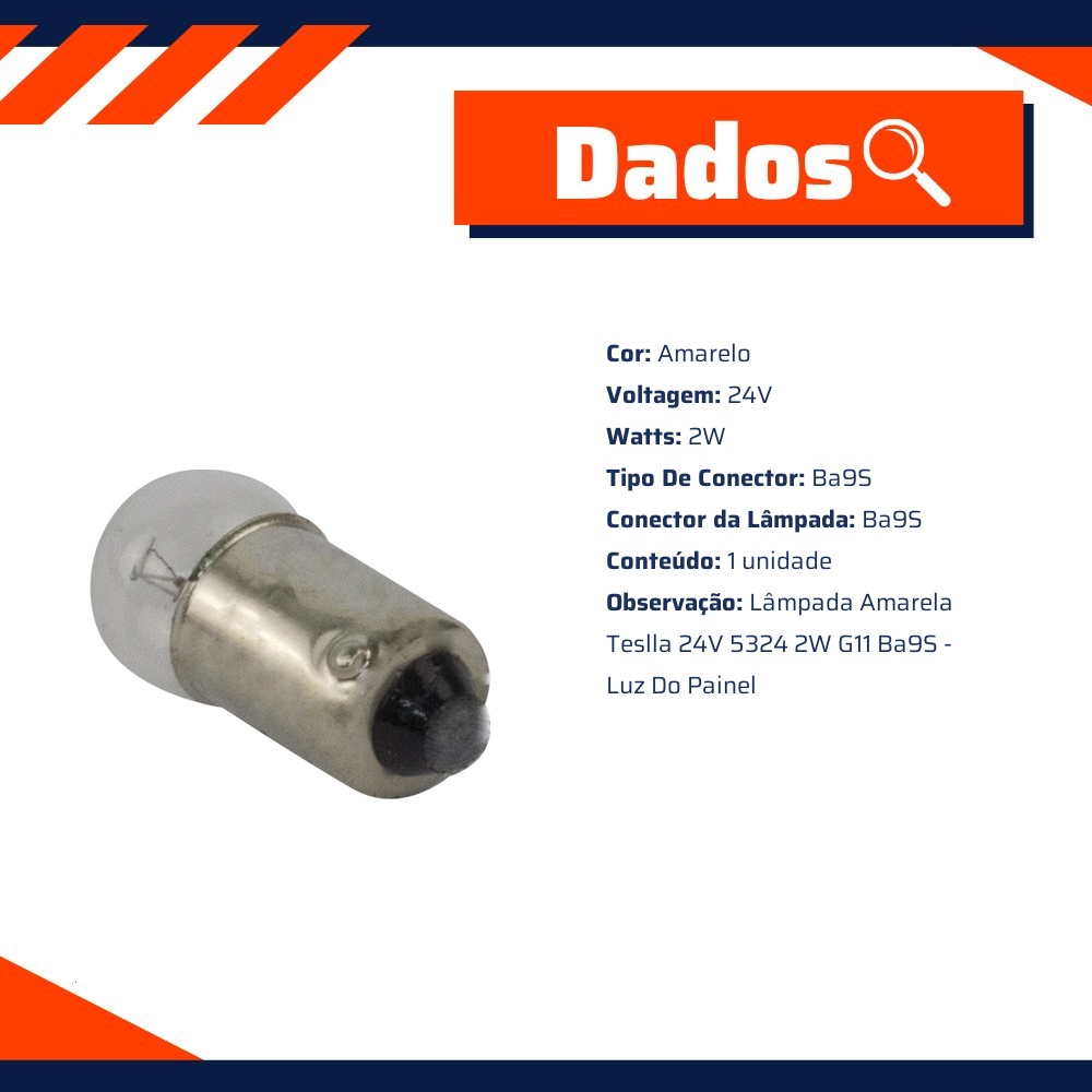 Lâmpada Amarela 24V 2W - Teslla - T53V