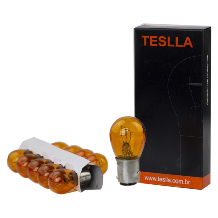 10 Lâmpadas Âmbar 12V 21/4W - Teslla - T1034Aab