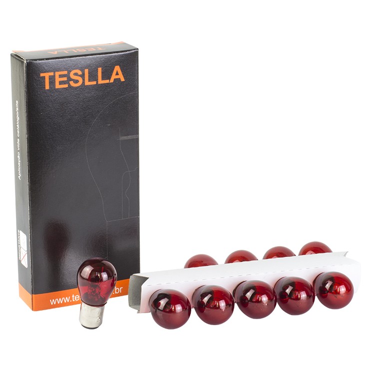 10 Lâmpadas Vermelha 12V 21/5W - Teslla - T1034Vm