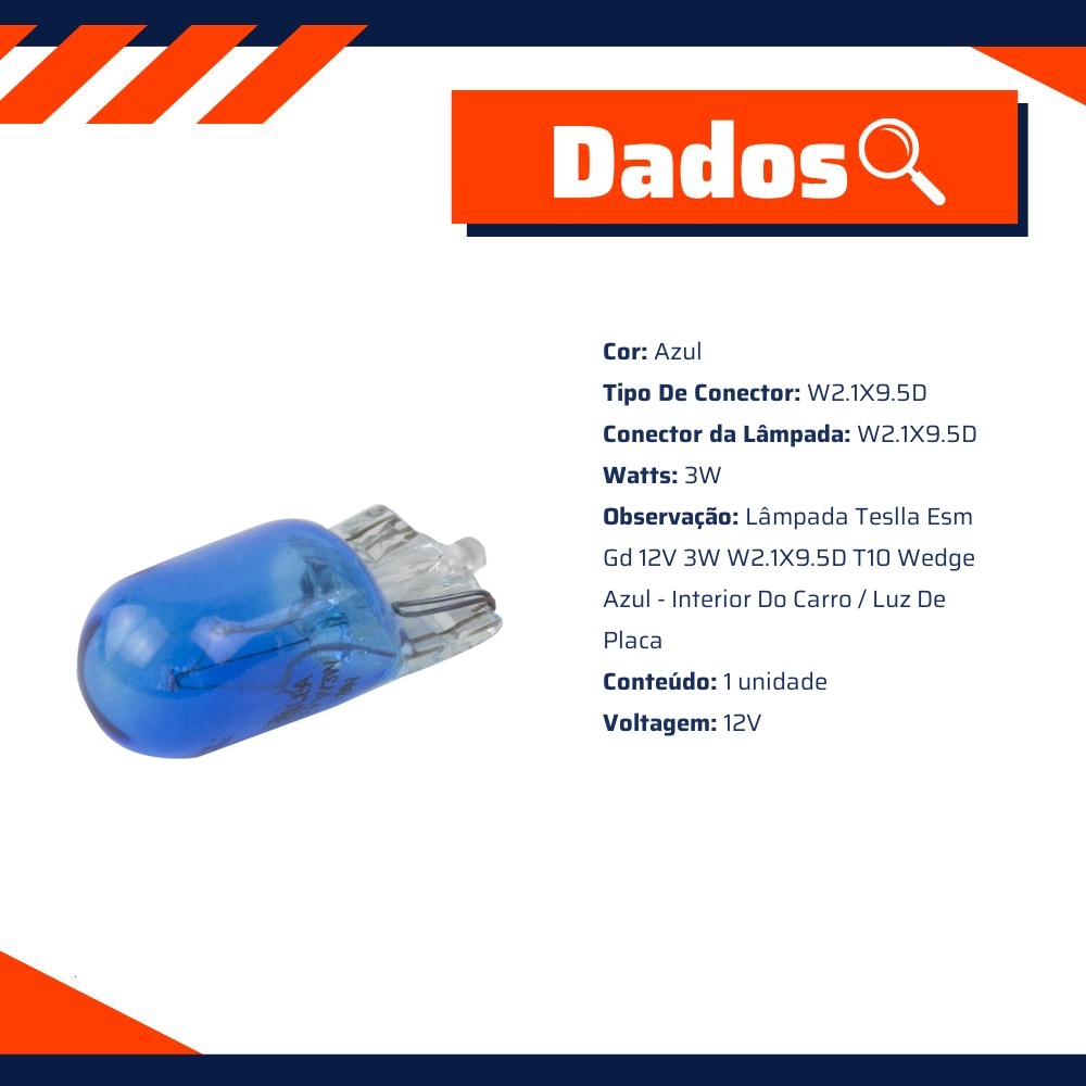 10 Lâmpadas Interior do Carro Luz de Placa para Volkswagen Gol - Teslla - T2821Az
