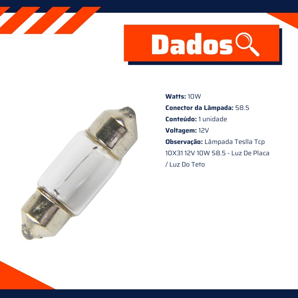 10 Lâmpadas 12V 10W - Teslla - T6431