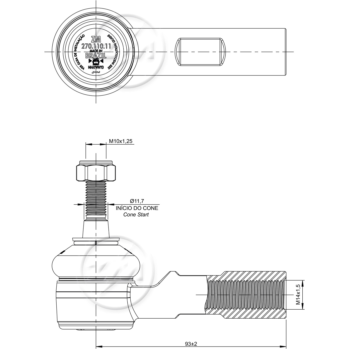 Terminal de Direção para Fiat Stilo - ZM - 270.110.11