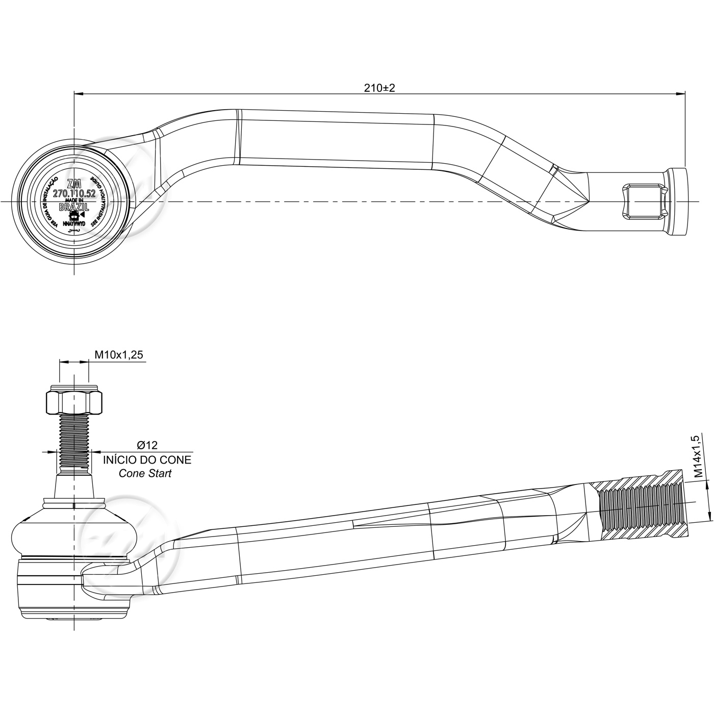 Terminal de Direção para Renault Fluence - ZM - 270.110.52