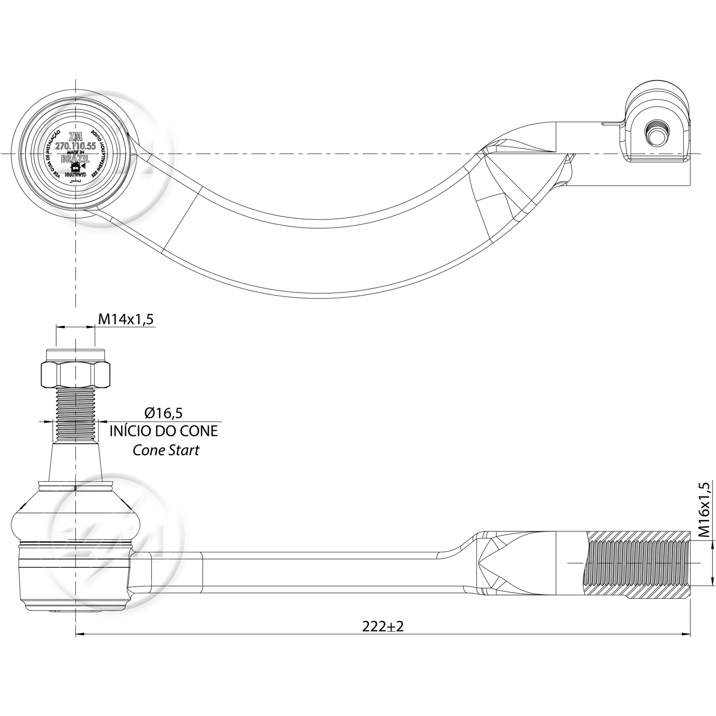 Terminal de Direção para Renault Master - ZM - 270.110.55