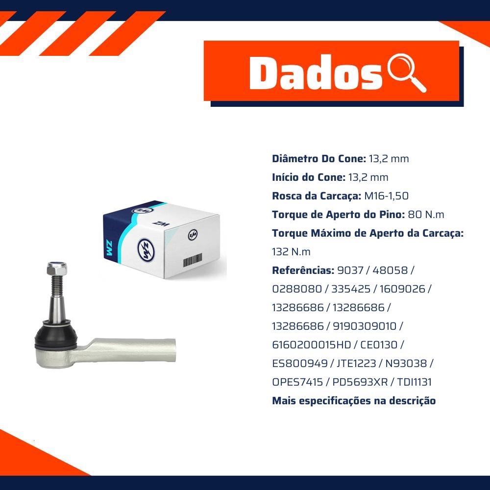 Terminal de Direção para Chevrolet Cruze - ZM - 270.114.10