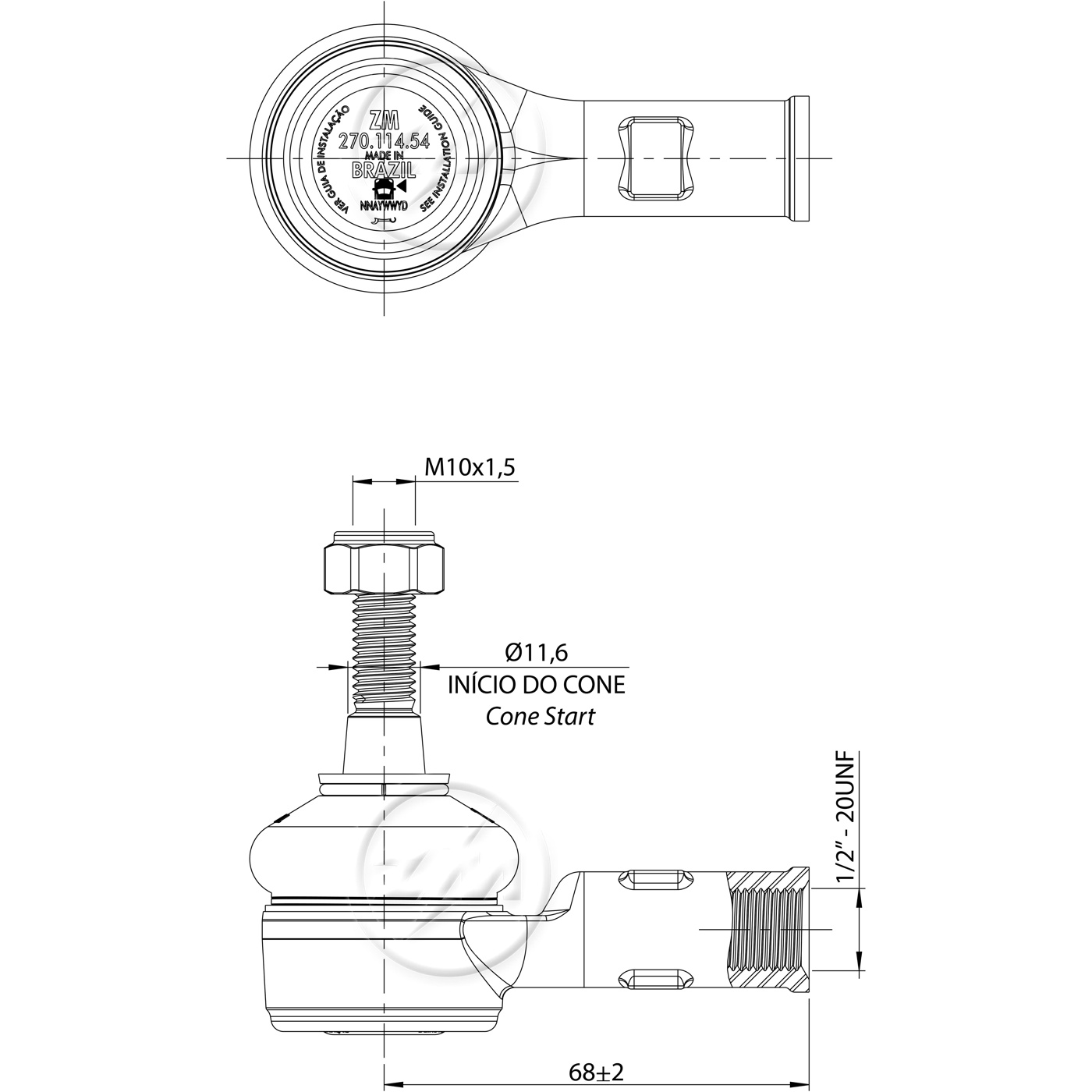 Terminal de Direção para Ford Fiesta e Ka - ZM - 270.114.54