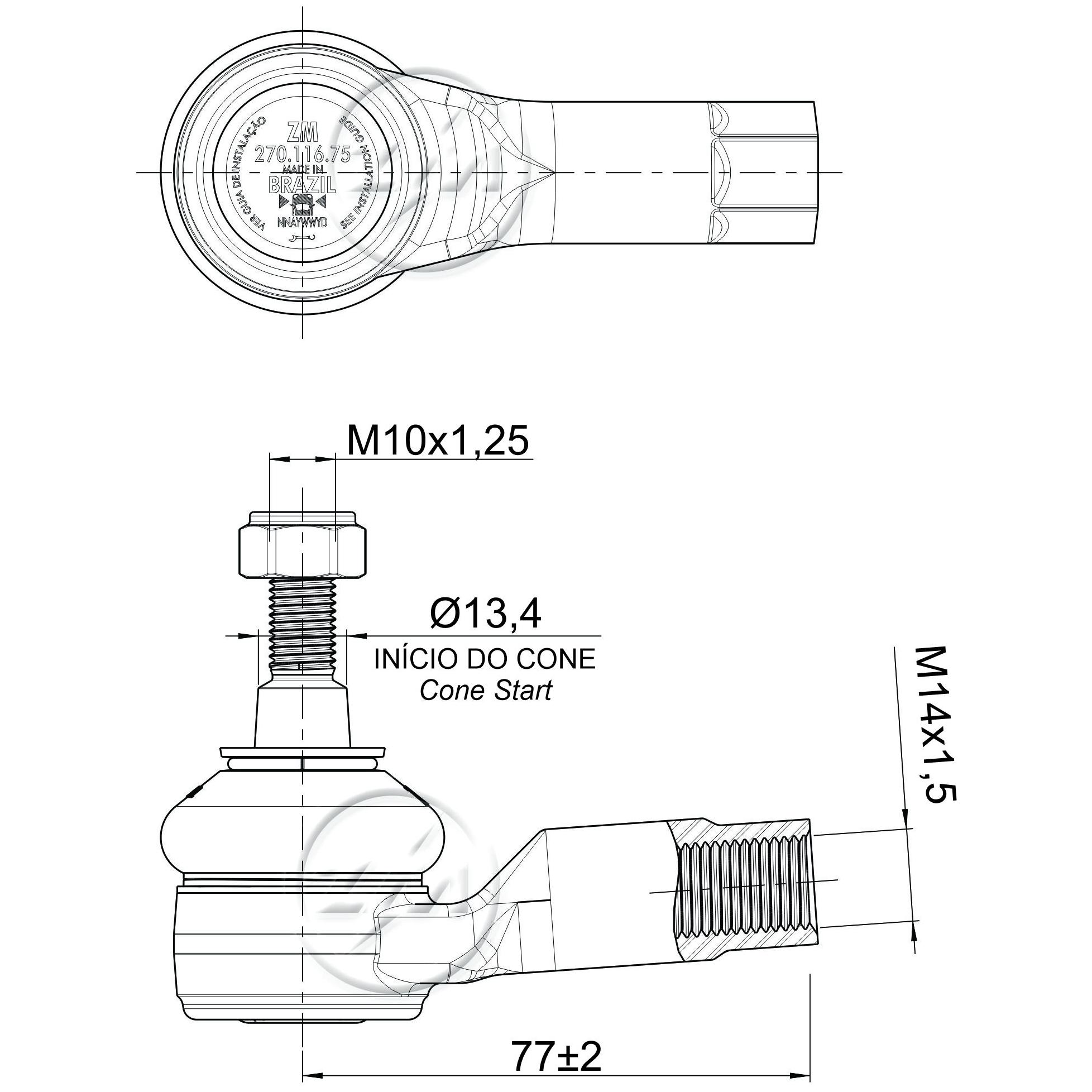Terminal de Direção para Mitsubishi ASX e Lancer Evolution - ZM - 270.116.75