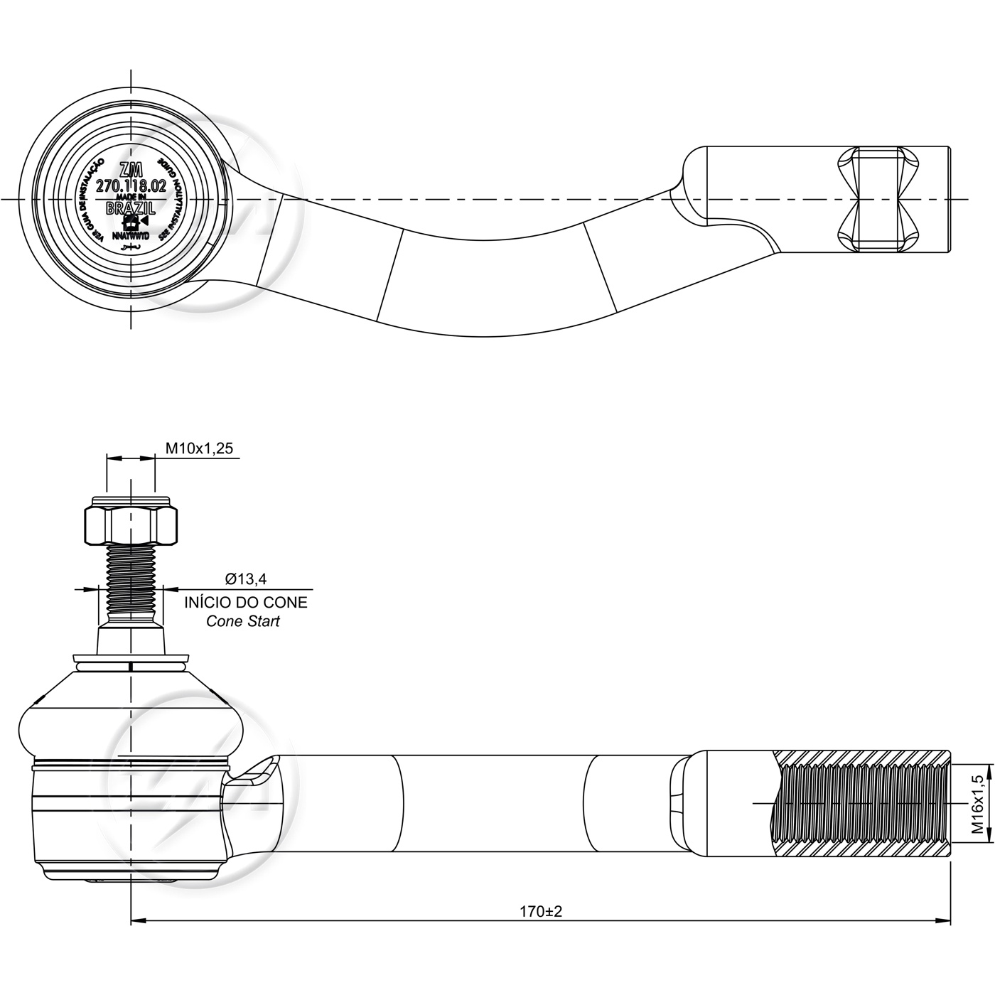 Terminal de Direção para Hyundai Tucson e KIA Sportage - ZM - 270.118.02