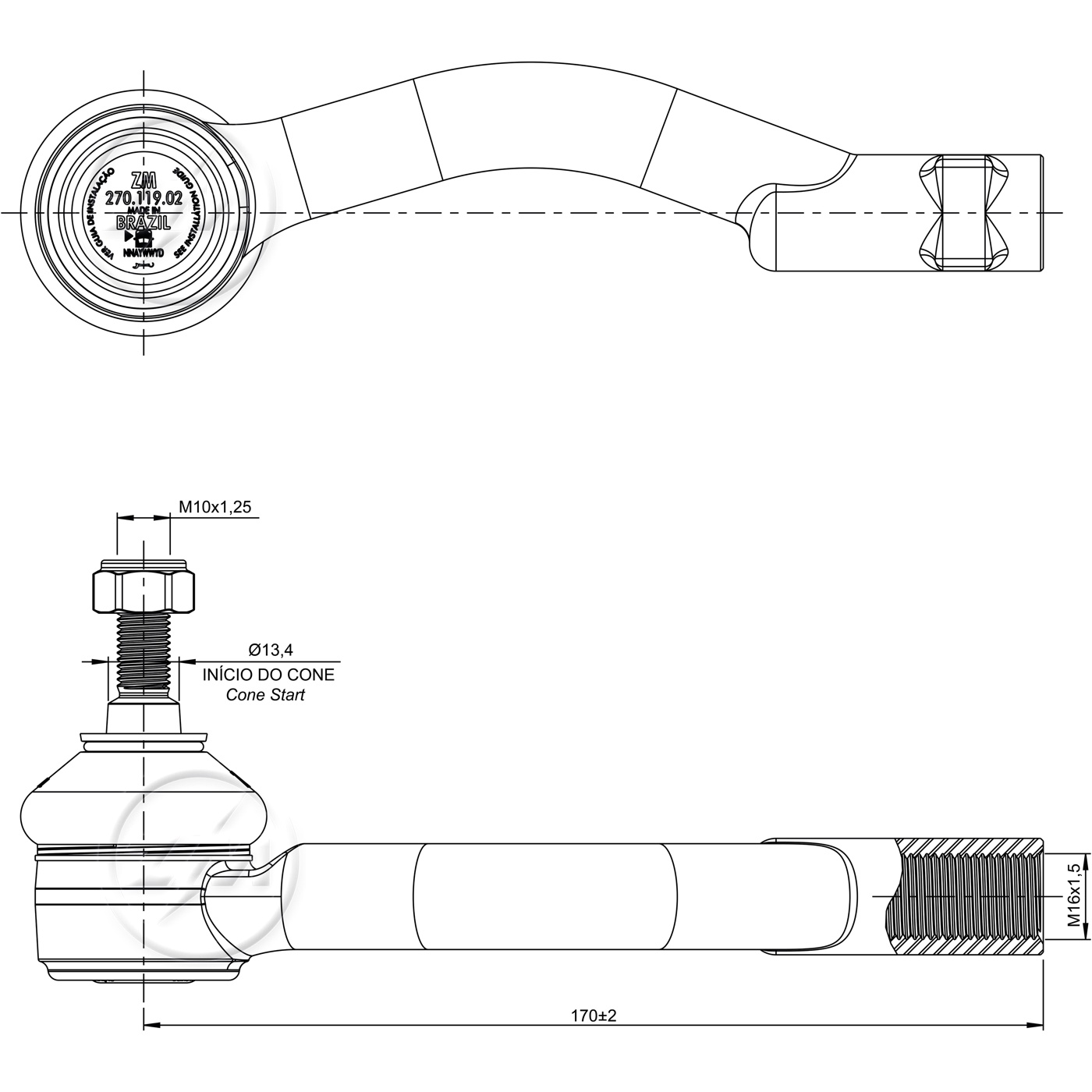 Terminal de Direção para Hyundai Tucson e KIA Sportage - ZM - 270.119.02