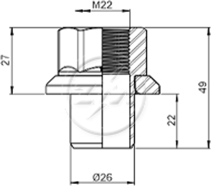 1 Porca Centralizadora Roda M22x1,5xCH32/49 - ZM - 2902253