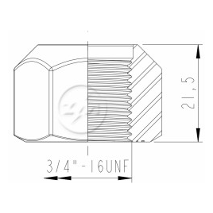 Kit 50 Porca Roda 3/4''-16UNF x CH1,1/8" x H21,5 - ZM - 2930430