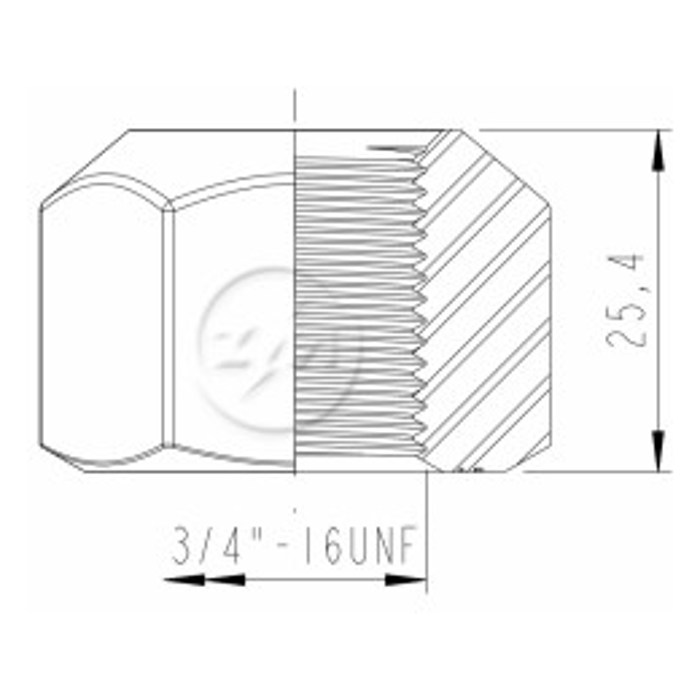 Kit 50 Porca Roda 3/4''-16UNF x CH1,5/16" x H25,4 - ZM - 2930431