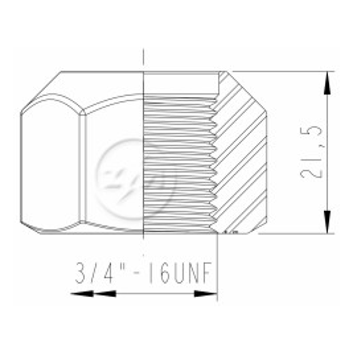 Kit 50 Porca Roda 3/4''-16UNF x CH1,1/8" x H21,5 - ZM - 2930440