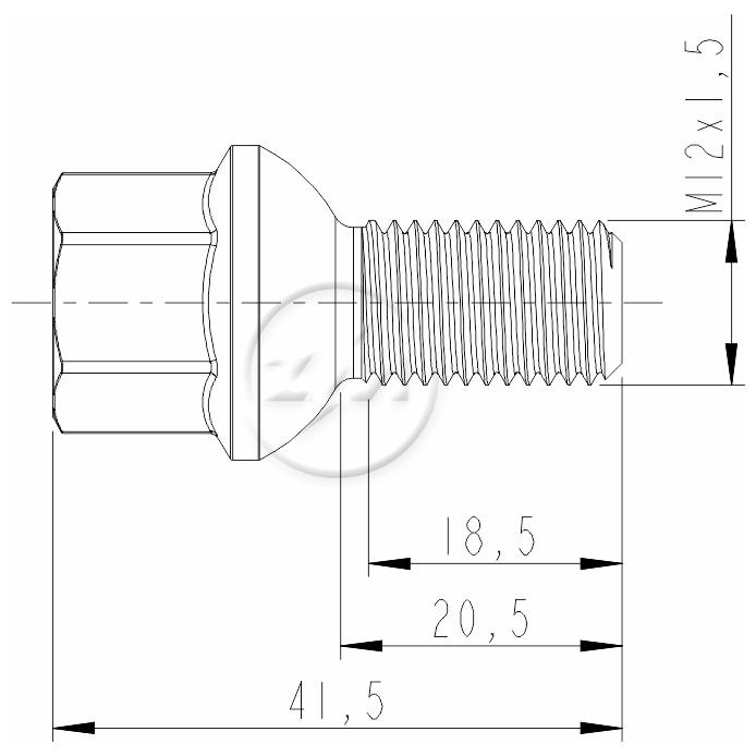Kit 80 Parafuso de Roda M12-1,5 x 20,5/41,5 x CH17 - ZM - 3001205