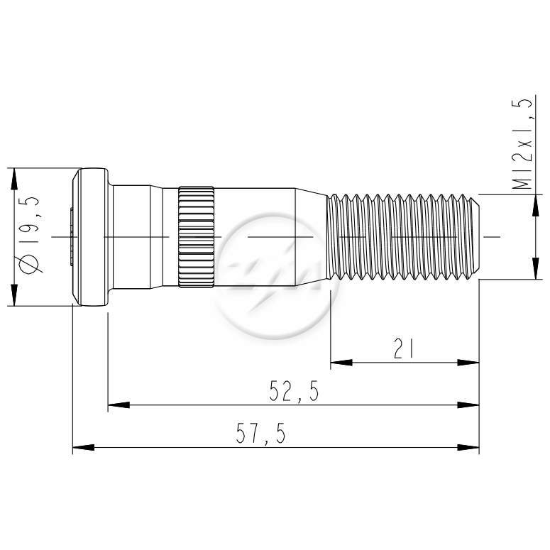 Parafuso de Roda M12-1,5 X 52,5/57,5 Caixa com 46 Unidades para Toyota Hilux - ZM - 30.012.22