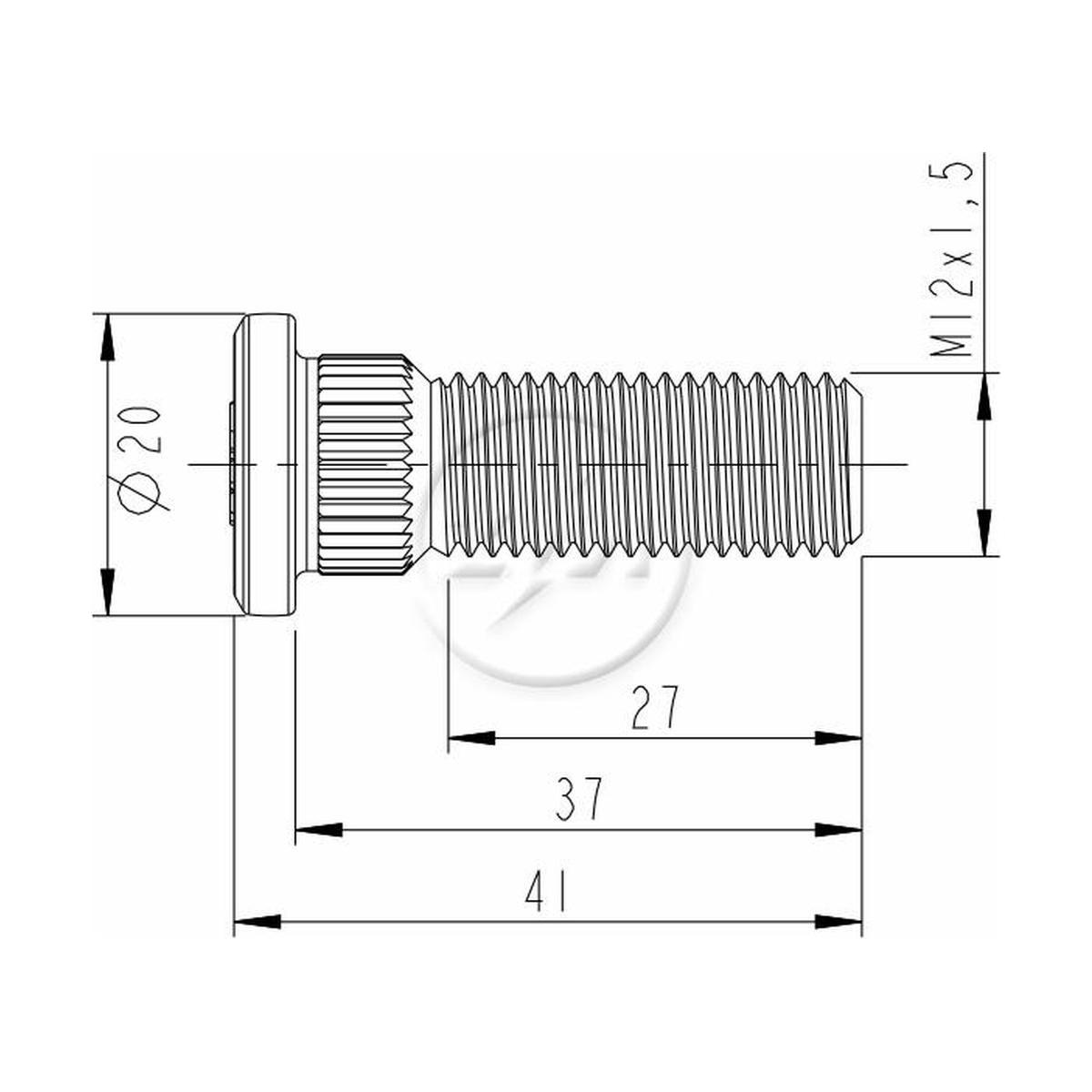 Parafuso de Roda M12-1,5 X 37/41 Caixa com 50 Unidades para Chevrolet S10 - ZM - 30.012.35