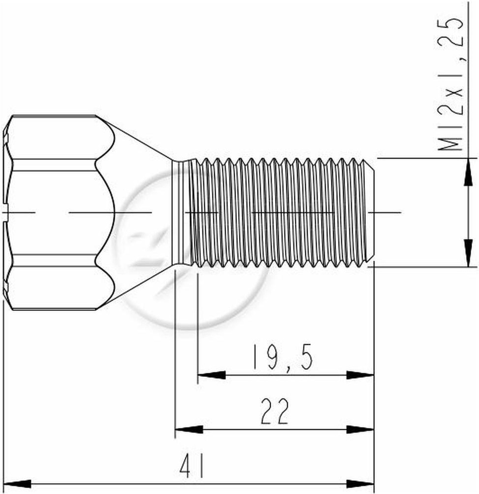 Kit 80 Parafuso de Roda M12-1,25 x 22/41 x CH19 - ZM - 3001244