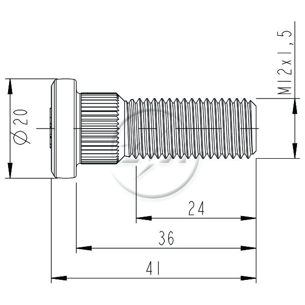Parafuso de Roda M12-1,5 X 36/41 Caixa com 50 Unidades para Mitsubishi L200 e L300 - ZM - 30.012.93