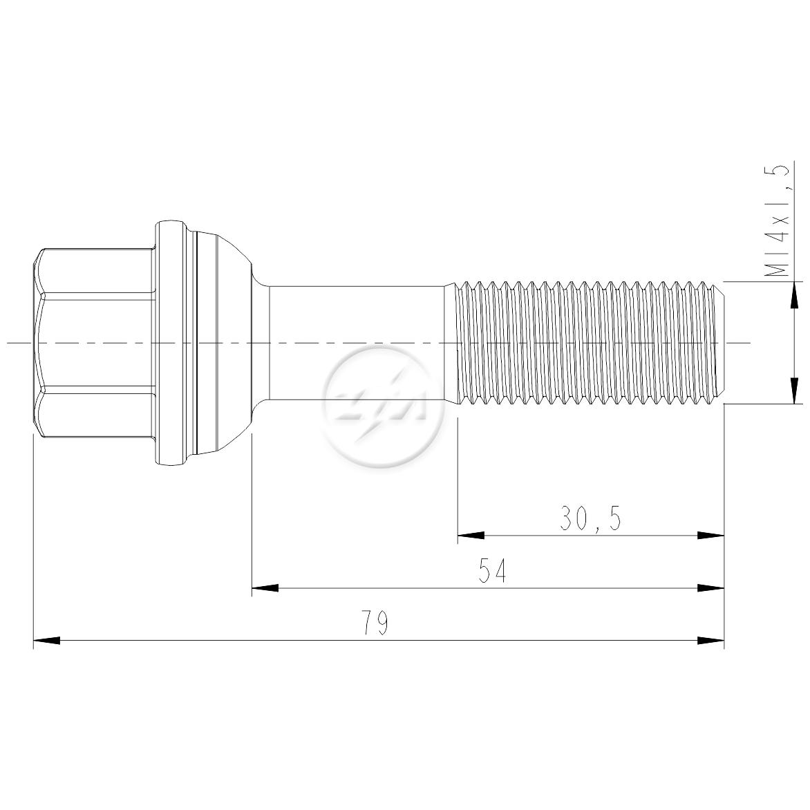 1 Parafuso de Roda M14-1,5 x 54/79 x CH19 - ZM - 3001414