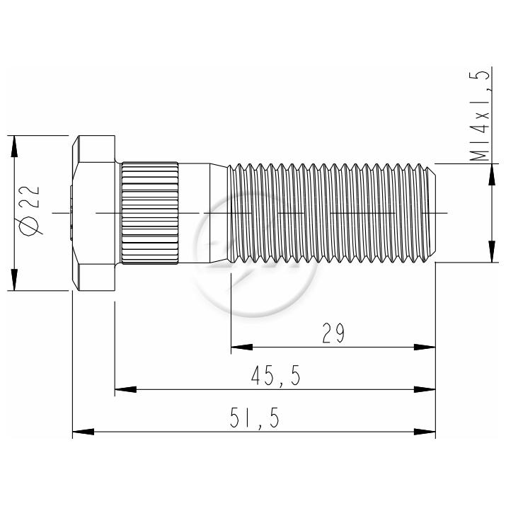Parafuso de Roda M14-1,5 X 45,5/51,5 Caixa com 80 Unidades para KIA Bongo - ZM - 30.014.89
