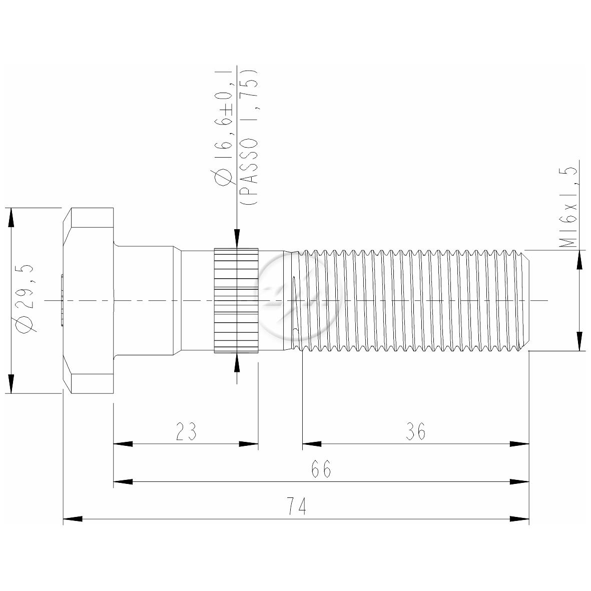 Parafuso de Roda M16-1,5 X 66/74 Caixa com 45 Unidades para Volare A6 - ZM - 30.016.03