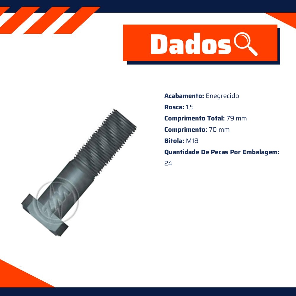 Kit 24 Parafuso de Roda M18-1.5 x 70/79 - ZM - 30.018.05