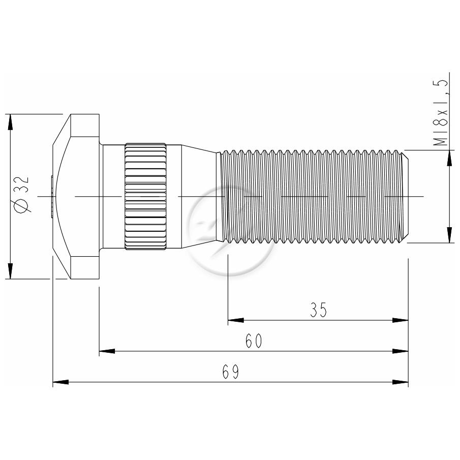 Parafuso de Roda M18-1,5 X 60/69 Caixa com 28 Unidades para Volare A8 - ZM - 30.018.33