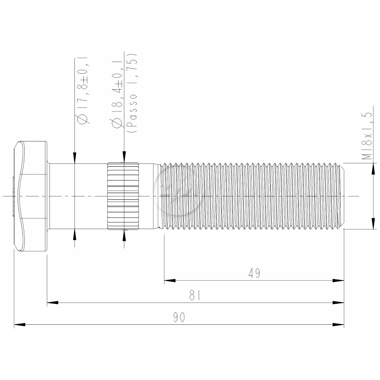 Parafuso de Roda M18-1,5 X 81/90 Caixa com 24 Unidades para Ford F-4000 - ZM - 30.018.41