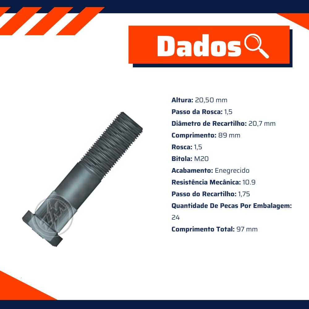 Kit 24 Parafuso de Roda M20-1,5 x 89/97 - ZM - 30.020.06