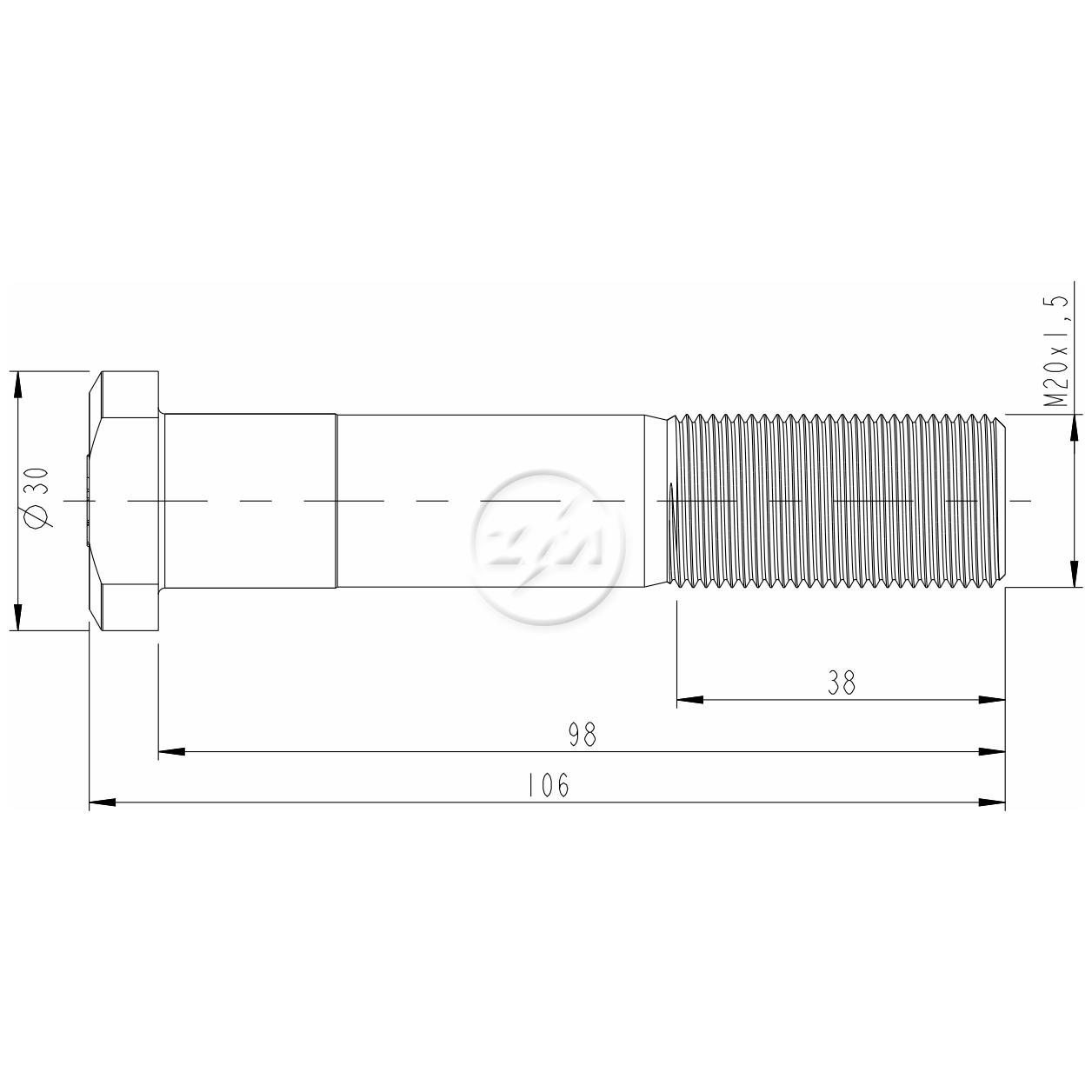 Kit 50 Parafuso de Roda M20-1,5 x 98/106 - ZM - 30.020.07