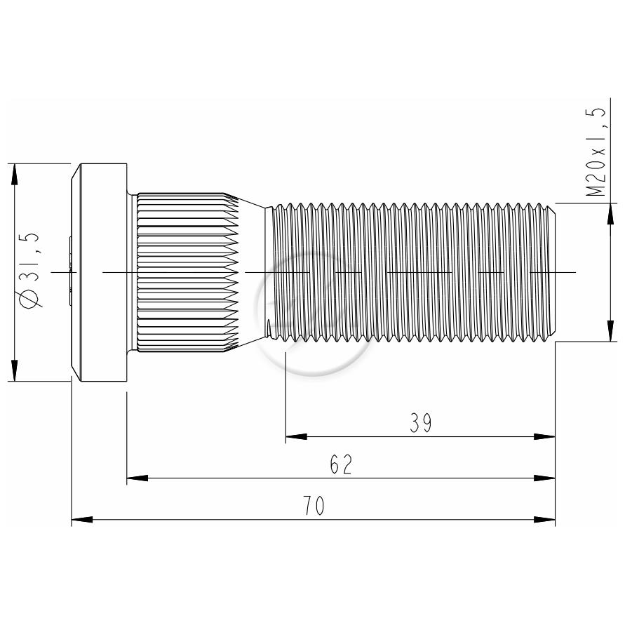 Kit 28 Parafuso de Roda M20-1,5 x 62/70 - ZM - 30.020.37